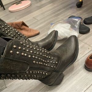 Steve Madden Black Studded Cowboy Boots